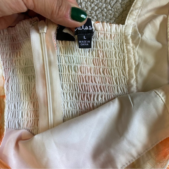 NWOT Lulus Beyond Beauty White and Orange Floral Burnout Tiered Midi Dress - Picture 8 of 11